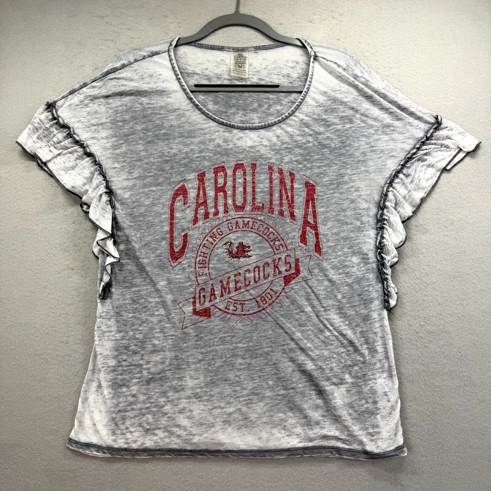 University of South Carolina Gamecocks T-Shirt Womens Medium Heather Gray Grunge